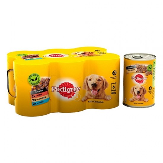 Pedigree Adult Wet Dog Food Tins Country Casseroles in Gravy 6 x 400g